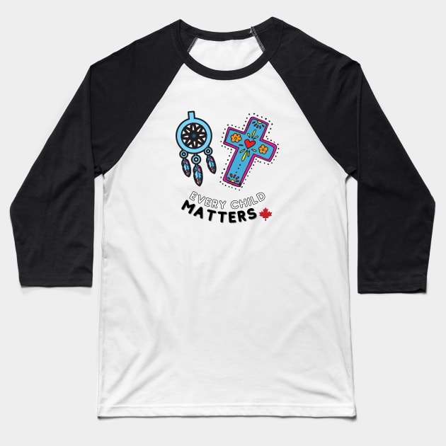 Every Child Matters Canada maple leaf Baseball T-Shirt by Mission Bear